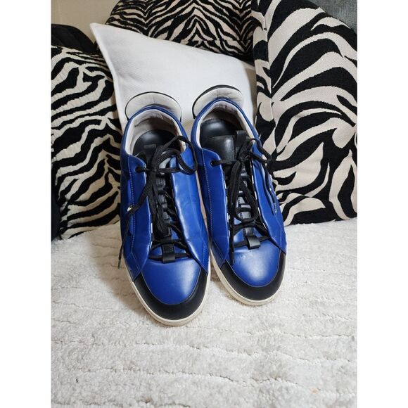 FENDI BUGS MID-TOP LEATHER TRAINERS IN BLUE/BLACK Men\'s 7.5 main image 5